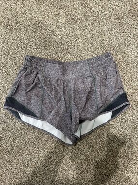 Lululemon Athletica Heathered Gray Athletic Running Shorts with Black Trim